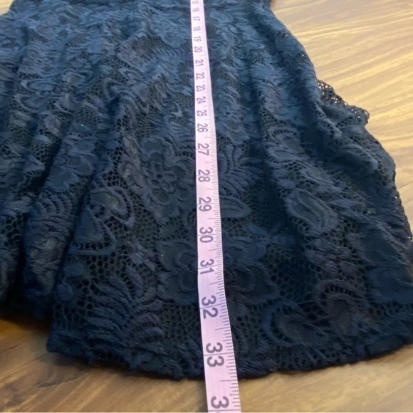 Black Mini Dress Halter Semi Formal Cocktail Lace Fit and Flare Size Small - Picture 7 of 8